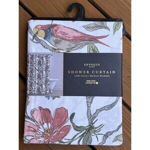 Envogue Home Mireille Shower Curtain Birds On Branches Floral 100% Cotton New